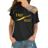 NOT TODAY T Shirt women t shirt House Stark cotton summer Irregular Skew Cross Bandage Tops Plus Size