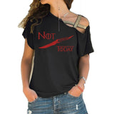 NOT TODAY T Shirt women t shirt House Stark cotton summer Irregular Skew Cross Bandage Tops Plus Size