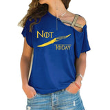 NOT TODAY T Shirt women t shirt House Stark cotton summer Irregular Skew Cross Bandage Tops Plus Size