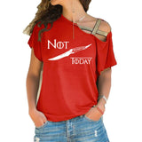 NOT TODAY T Shirt women t shirt House Stark cotton summer Irregular Skew Cross Bandage Tops Plus Size