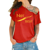 NOT TODAY T Shirt women t shirt House Stark cotton summer Irregular Skew Cross Bandage Tops Plus Size