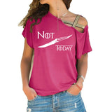 NOT TODAY T Shirt women t shirt House Stark cotton summer Irregular Skew Cross Bandage Tops Plus Size