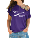 NOT TODAY T Shirt women t shirt House Stark cotton summer Irregular Skew Cross Bandage Tops Plus Size