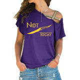 NOT TODAY T Shirt women t shirt House Stark cotton summer Irregular Skew Cross Bandage Tops Plus Size